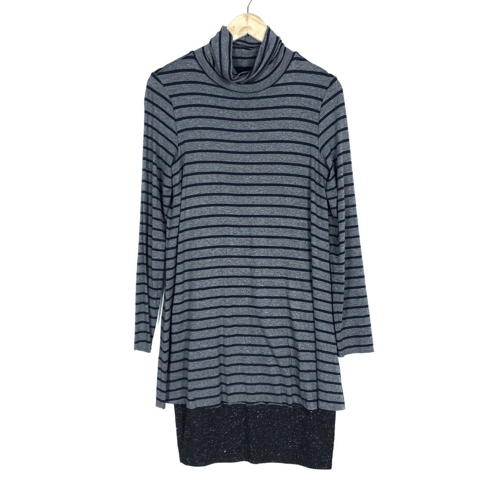Bailey 44 Womens Dress Medium Layered Gray Striped Long Sleeve Turtleneck Knit